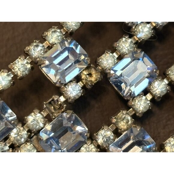 Rare Schreiner? Juliana? Vintage Blue Baguette Rhinestone Push Lock Bracelet - Picture 9 of 13